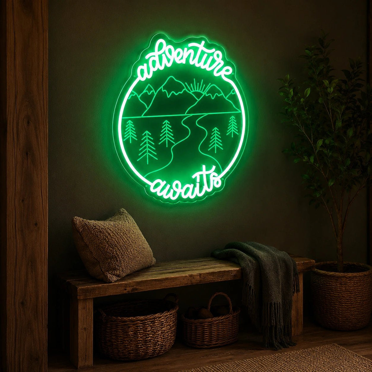 Adventure Awaits Mountain Landscape LED Neon Sign - Shineneon