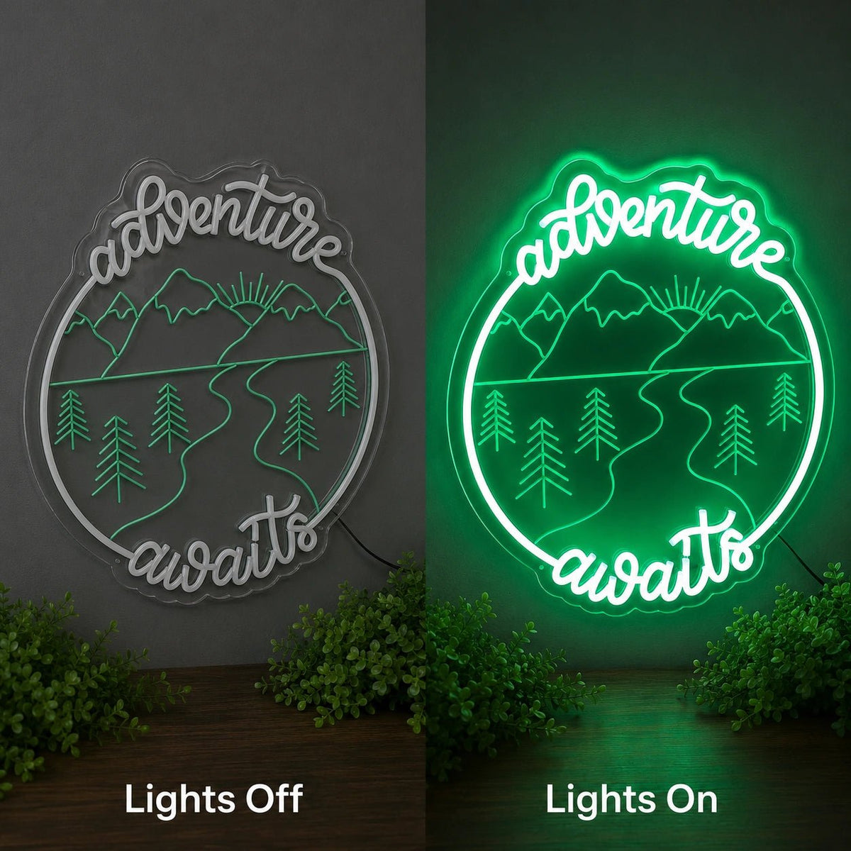 Adventure Awaits Mountain Landscape LED Neon Sign - Shineneon