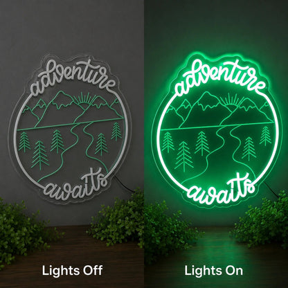 Adventure Awaits Mountain Landscape LED Neon Sign - Shineneon