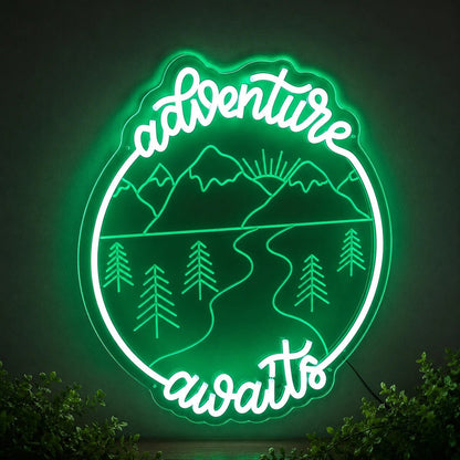 Adventure Awaits Mountain Landscape LED Neon Sign - Shineneon