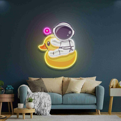 Adventure Duck Astronaut Led Uv Led Neon Sign Cosmic - Shineneon