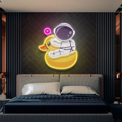 Adventure Duck Astronaut Led Uv Led Neon Sign Cosmic - Shineneon