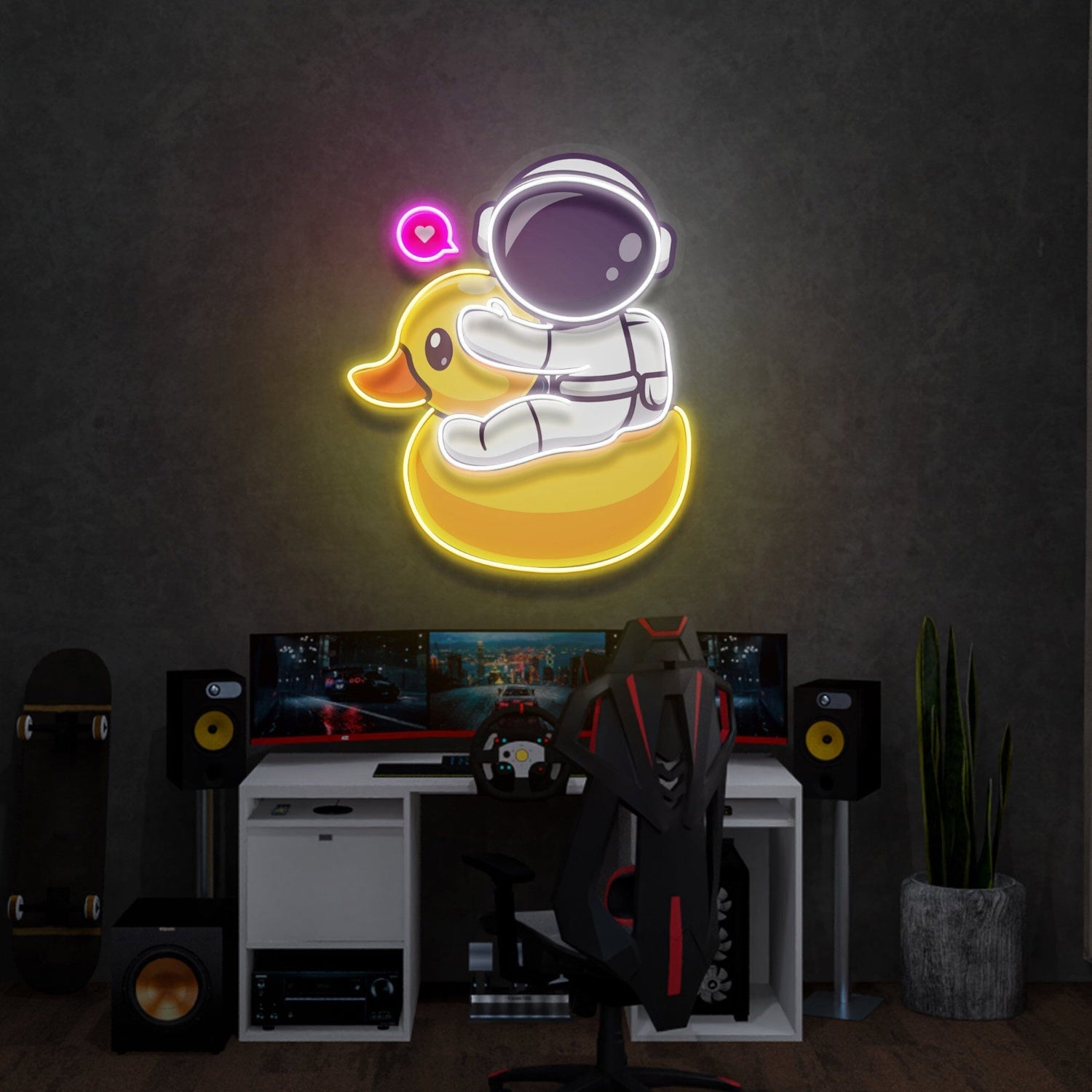 Adventure Duck Astronaut Led Uv Led Neon Sign Cosmic - Shineneon
