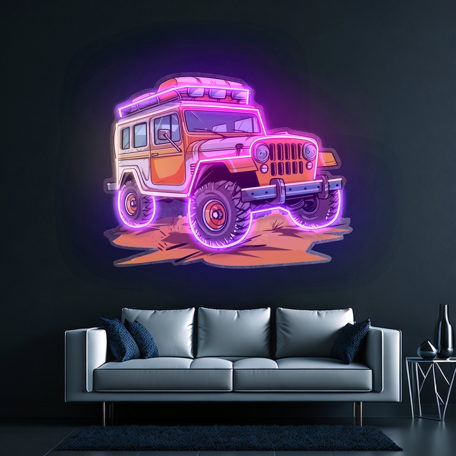 Adventure Jeep Led Neon Sign Light Custom Led Signs - Neon sign mounted on wall in room