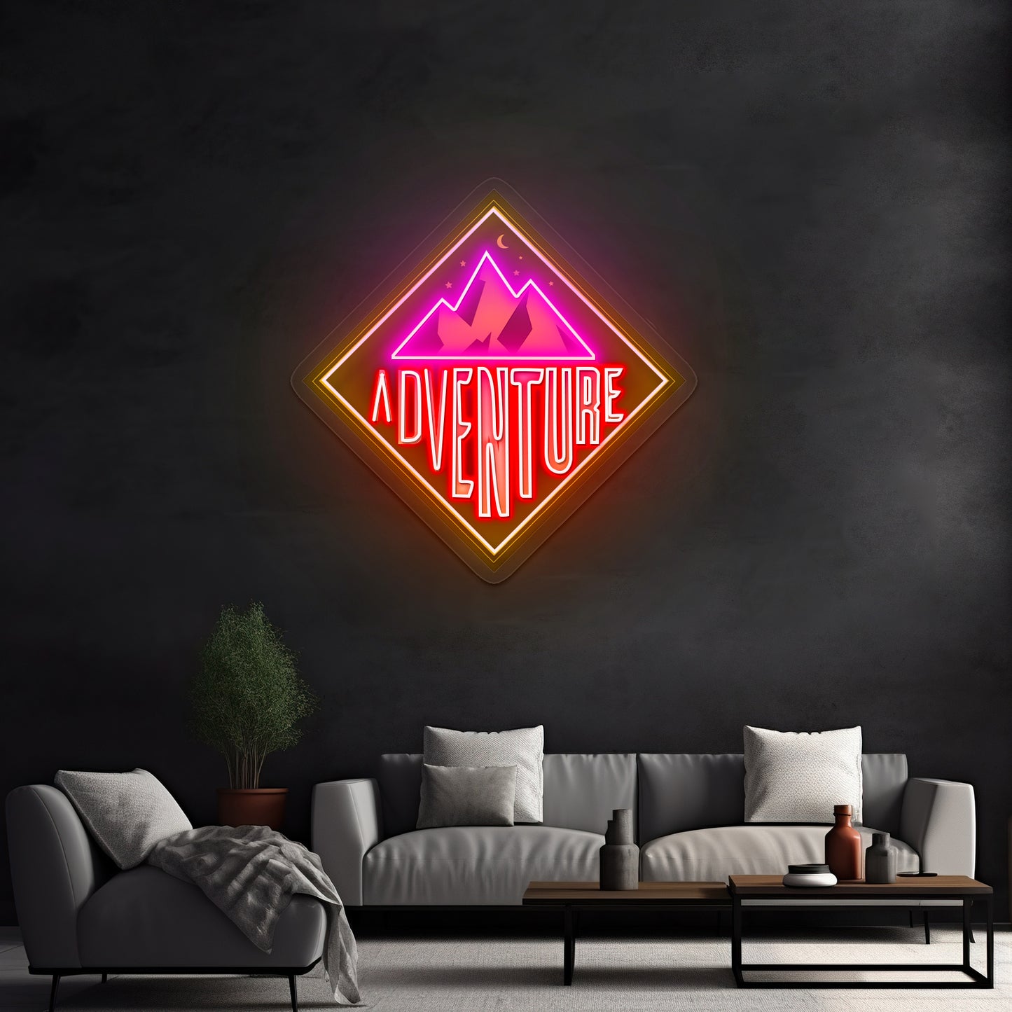 Adventure Mountains Vinyl Neon Signs Artwork For Sale