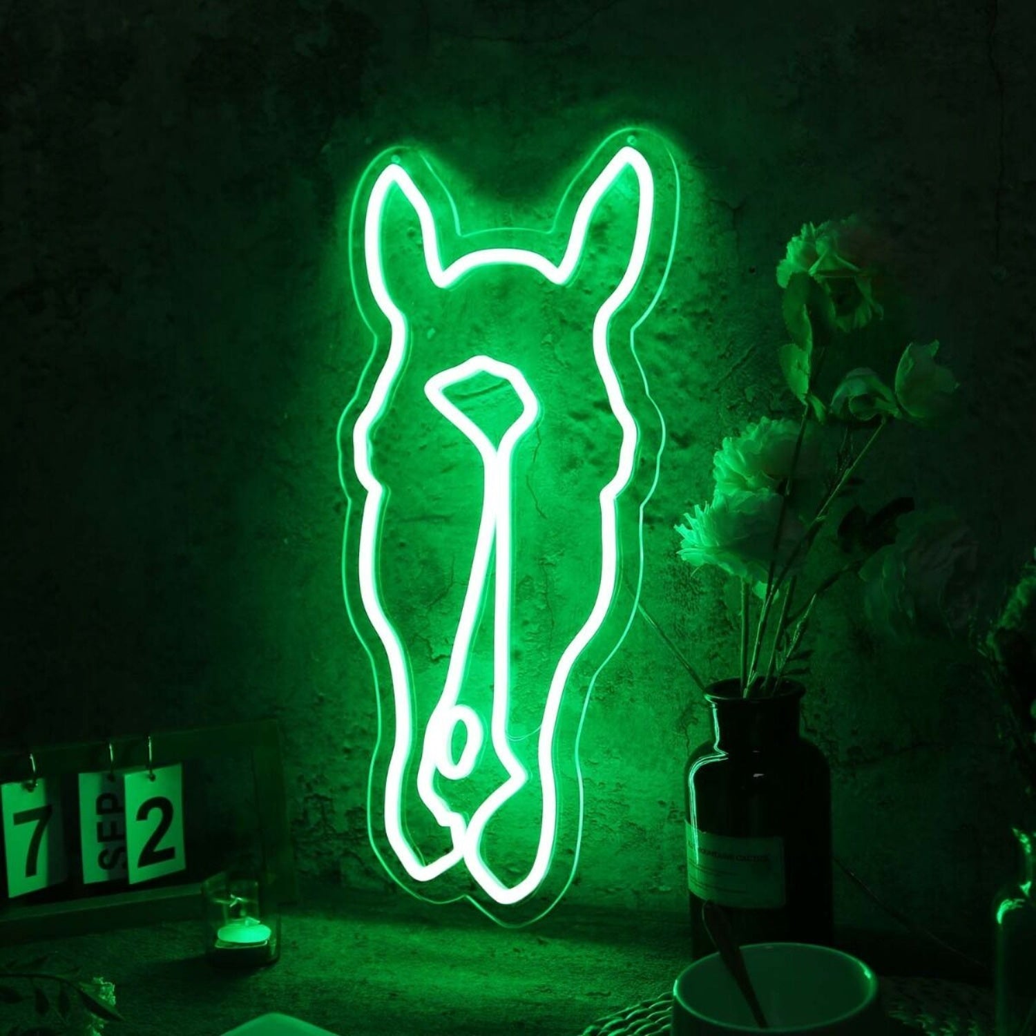 Aesthetic Horse Head Green Led Neon Sign - Shineneon