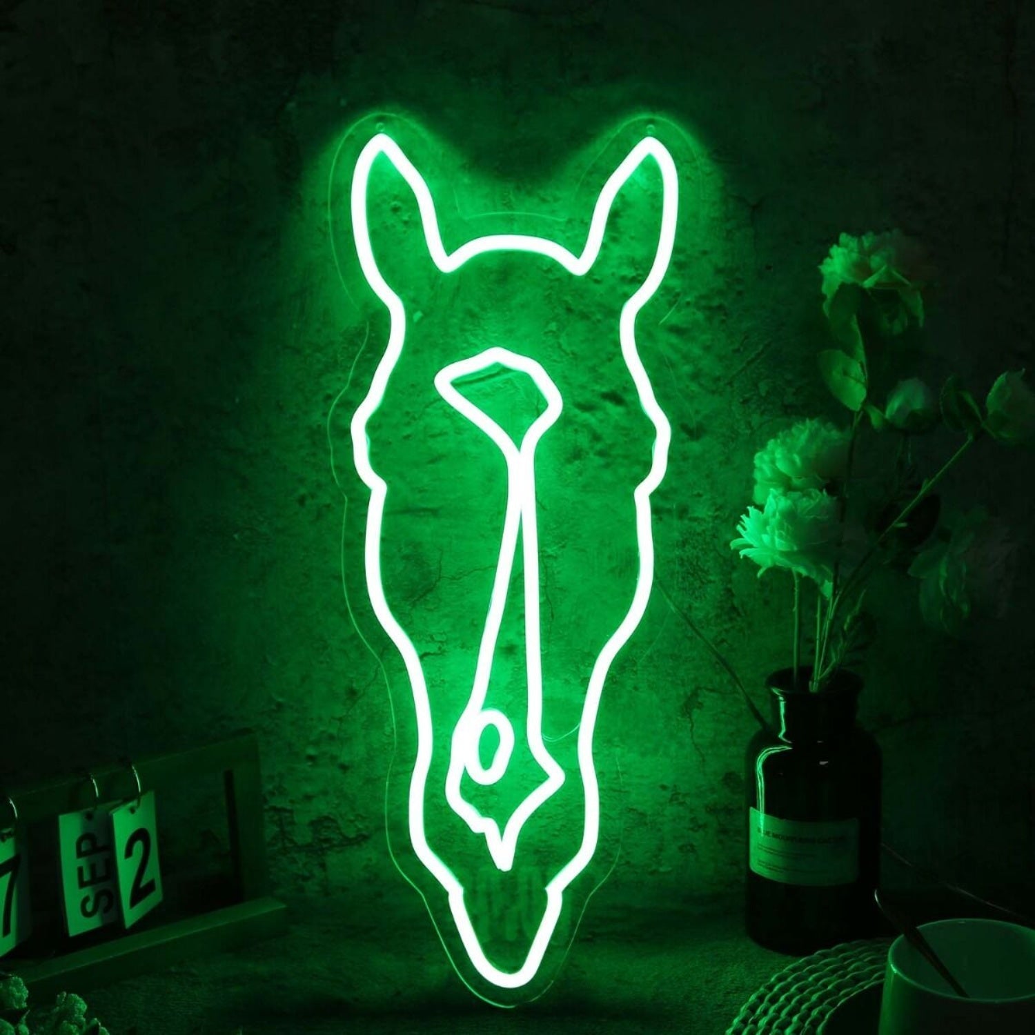 Aesthetic Horse Head Green Led Neon Sign - Shineneon