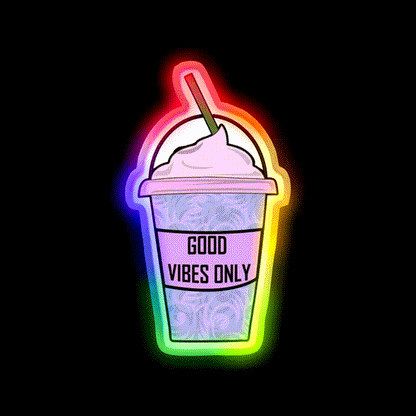 Aesthetic Iced Coffee Hydro Flask Cafe Led Neon Sign Espresso Bar Art Rgb Color