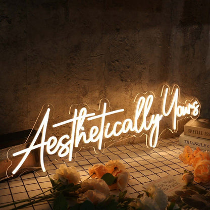 Aethetically Yours Yellow Led Neon Sign - Shineneon