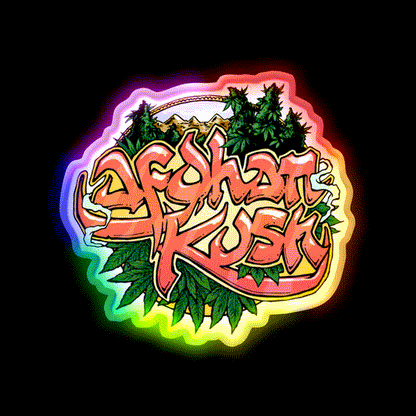 Afghan Kush Artwork Hemp Inspired Green Leaf Led Neon Sign Rgb Color - LED neon sign close-up detail