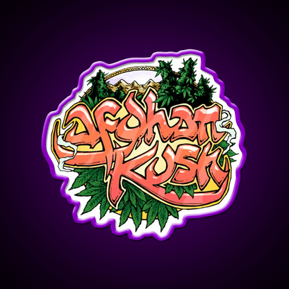 Afghan Kush Artwork Hemp Inspired Green Leaf Led Neon Sign Rgb Color - Shineneon