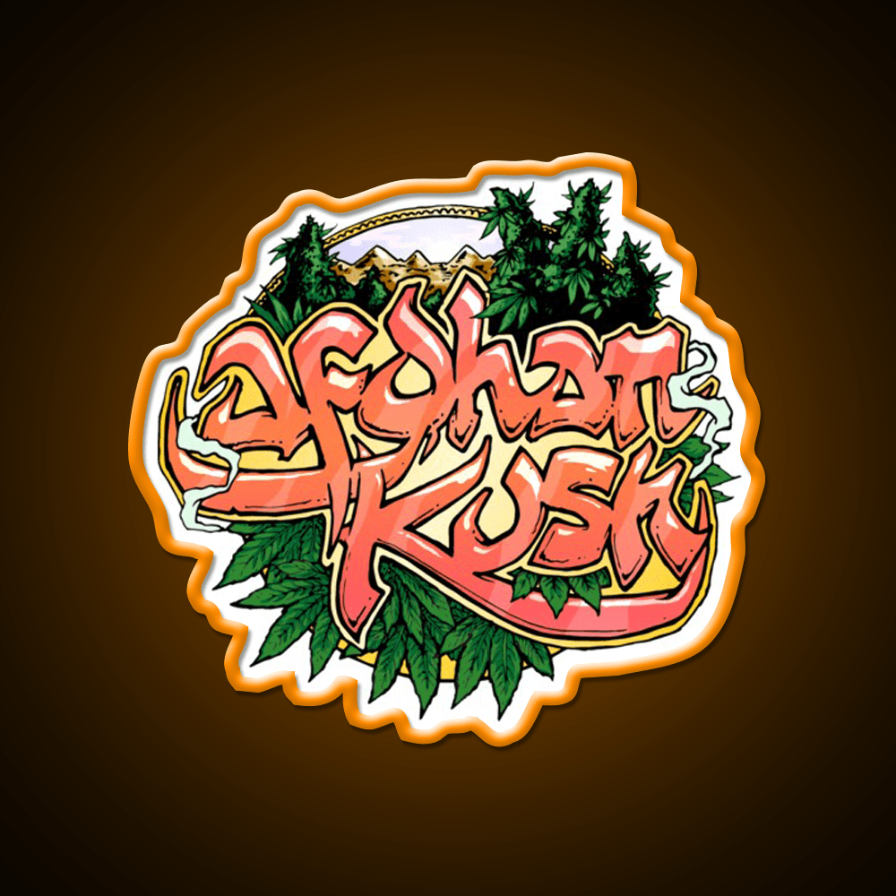 Afghan Kush Artwork Hemp Inspired Green Leaf Led Neon Sign Rgb Color - Shineneon