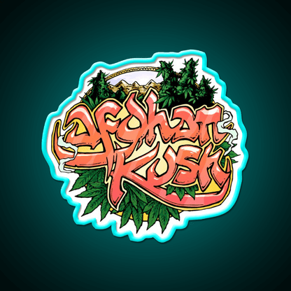 Afghan Kush Artwork Hemp Inspired Green Leaf Led Neon Sign Rgb Color - Shineneon