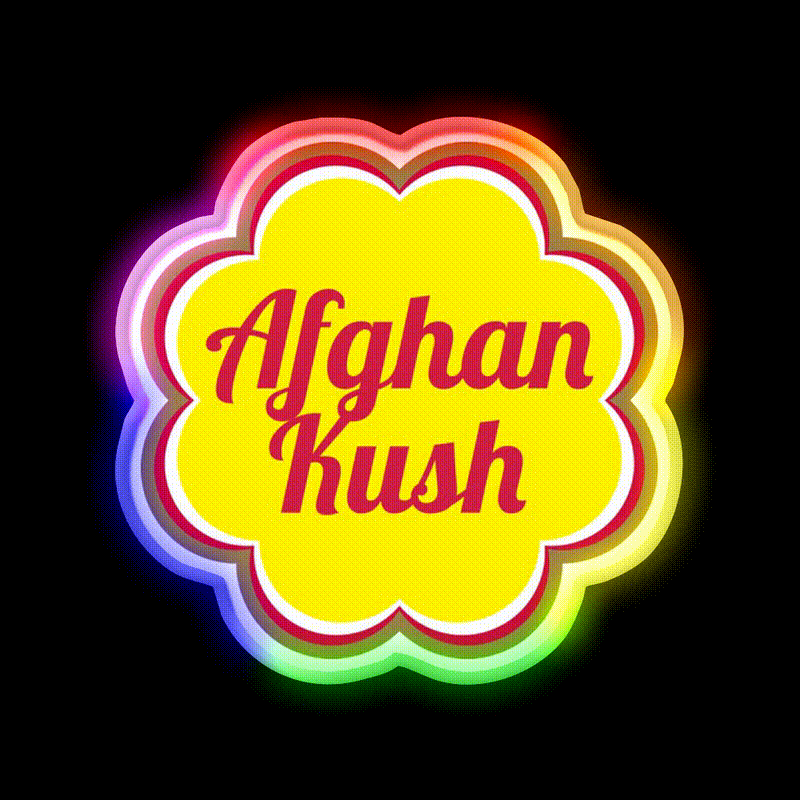 Afghan Kush Hemp Inspired Green Leaf Led Neon Sign Rgb Color - LED neon sign close-up detail