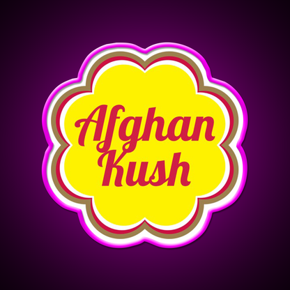 Afghan Kush Hemp Inspired Green Leaf Led Neon Sign Rgb Color - Neon sign mounted on wall in room