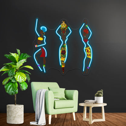 African Women Art Wall Artwork Neon Signs