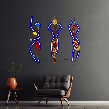 African Women Art Wall Artwork Neon Signs