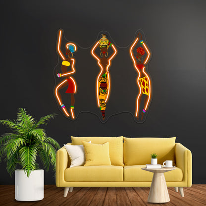 African Women Art Wall Artwork Neon Signs