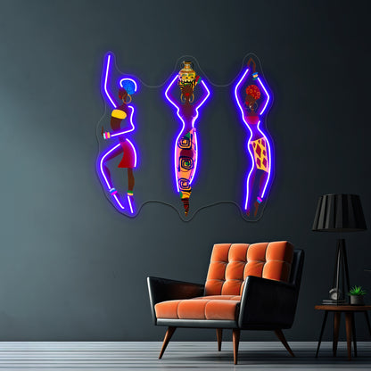 African Women Art Wall Artwork Neon Signs