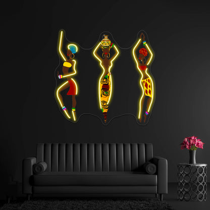 African Women Art Wall Artwork Neon Signs