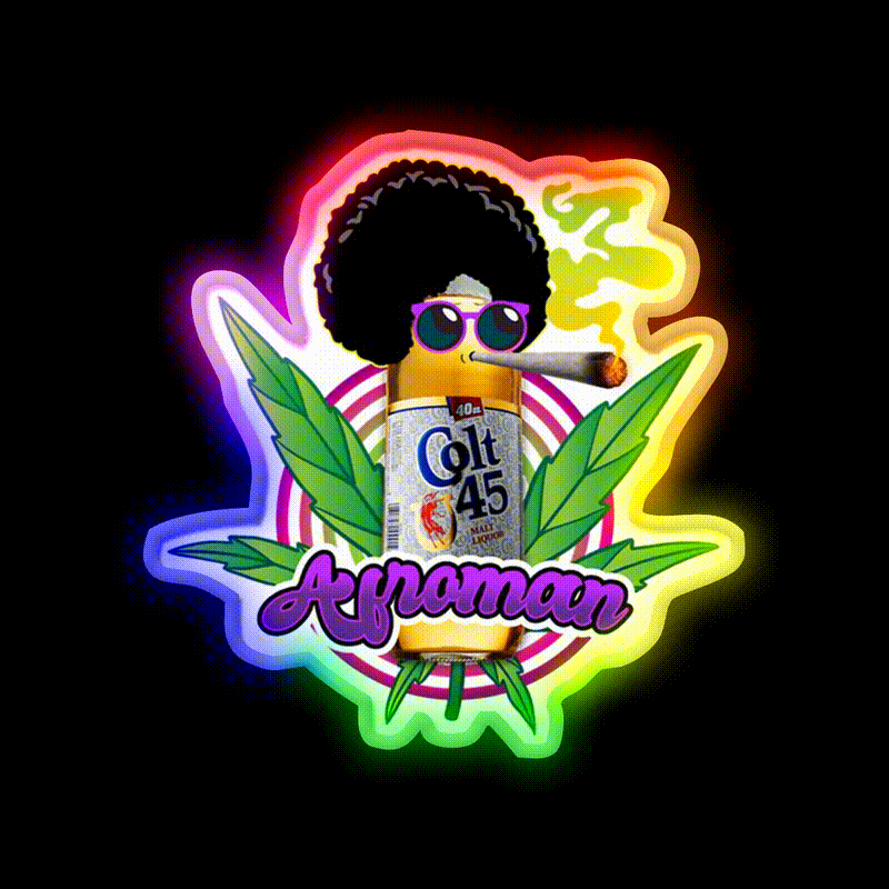 Afroman Crazy Rap 420 Weed Hemp Inspired Green Leaf Led Neon Sign Rgb Color