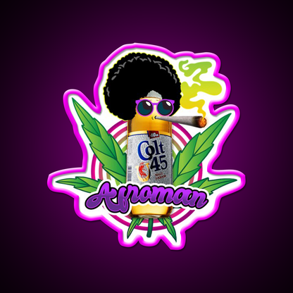 Afroman Crazy Rap 420 Weed Hemp Inspired Green Leaf Led Neon Sign Rgb Color - Neon sign mounted on wall in room