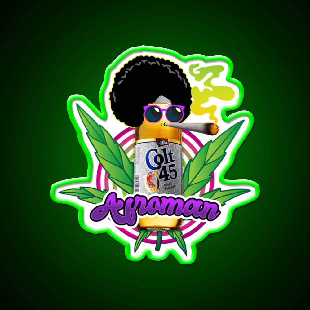 Afroman Crazy Rap 420 Weed Hemp Inspired Green Leaf Led Neon Sign Rgb Color - Shineneon