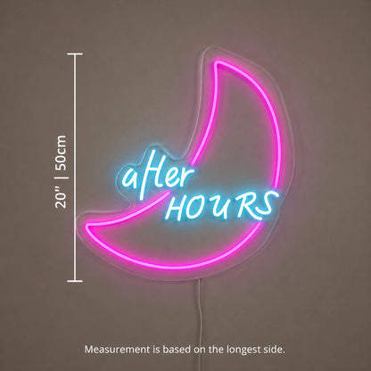 After Hours Crescent Neon Sign LED Neon Sign size image