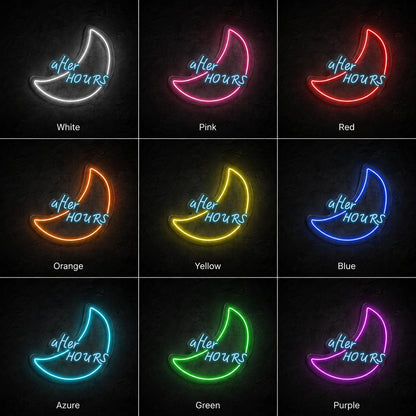 After Hours Crescent Neon Sign LED Neon Sign color grid