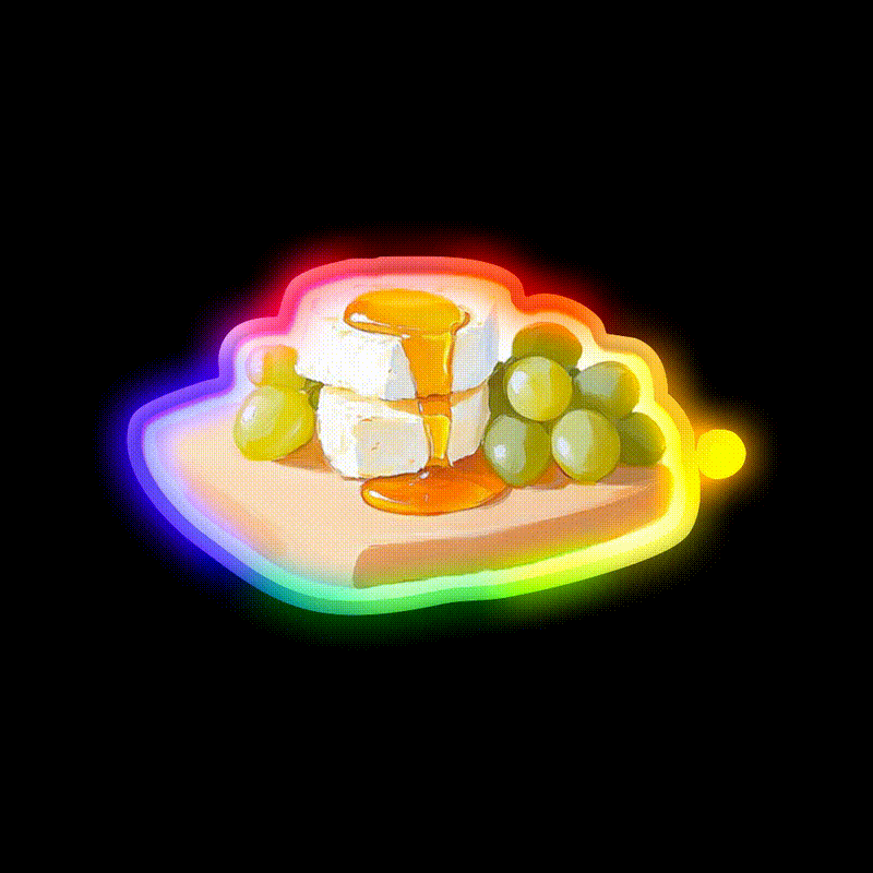 Afternoon Snack Food Led Neon Sign Rgb Color - LED neon sign close-up detail