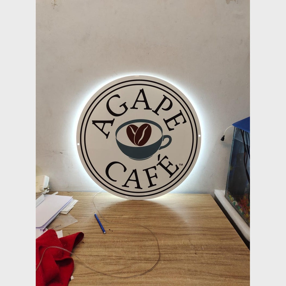 Agape Cafe Acrylic Business Logo Sign