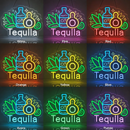 Agave Tequila Bottle Neon Sign LED Neon Sign color grid