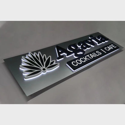 Agavia Cocktails With Panel 3D Backlit Channel Letters Led Light Sign - Shineneon