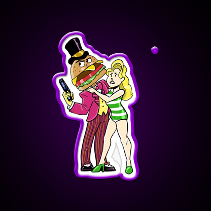 Agent Mccheese Fast Food Led Neon Sign For Burger Place Rgb Color