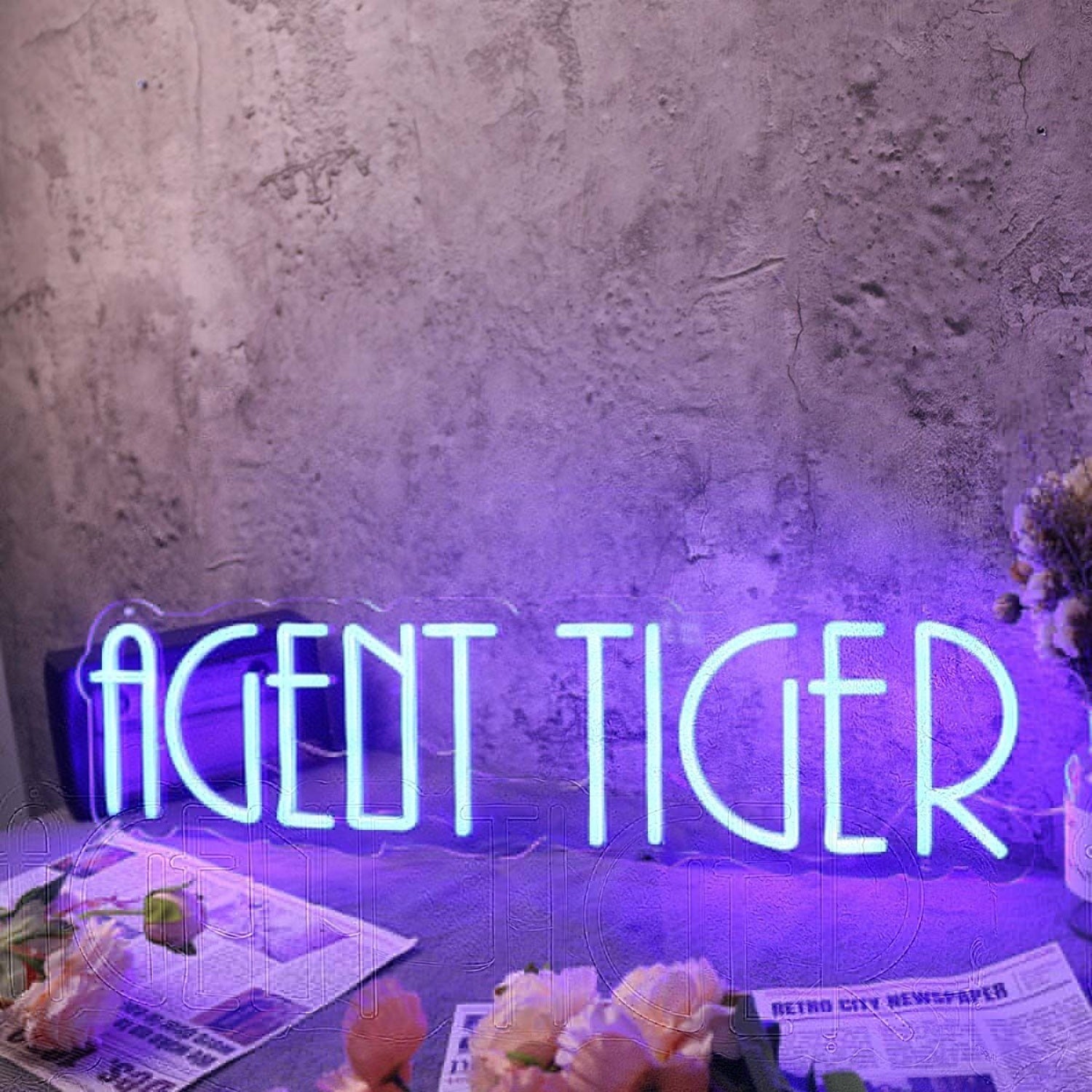 Agent Tiger Blue Led Neon Sign - Shineneon