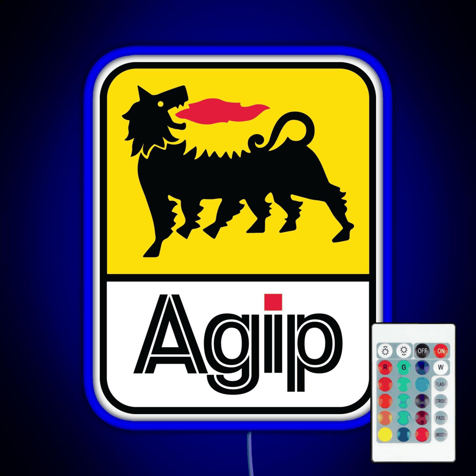 Agip Lubricants Logo 1968 1998 Rgb Led Neon Sign Pop Wall Art