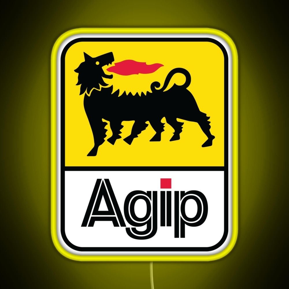 Agip Lubricants Logo 1968 1998 Rgb Led Neon Sign Pop Wall Art - Shineneon