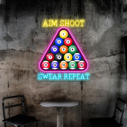Aim Shoot Swear Repeat Acrylic Led Neon Sign | Shineneon