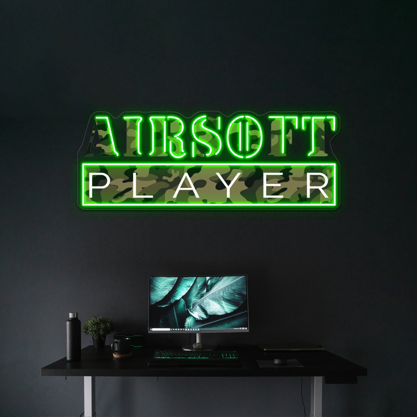 Airsoft Player Camo Art Design Wall Artwork Neon Signs