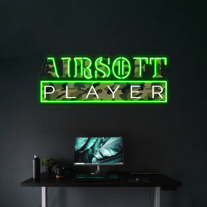 Airsoft Player Camo Art Design Wall Artwork Neon Signs