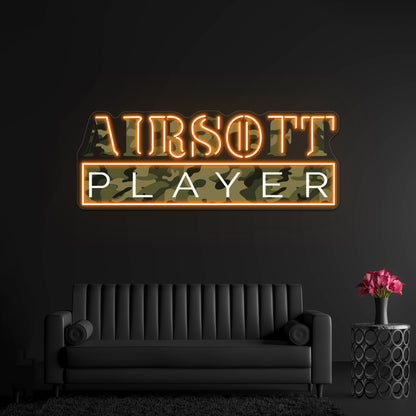 Airsoft Player Camo Art Design Wall Artwork Neon Signs