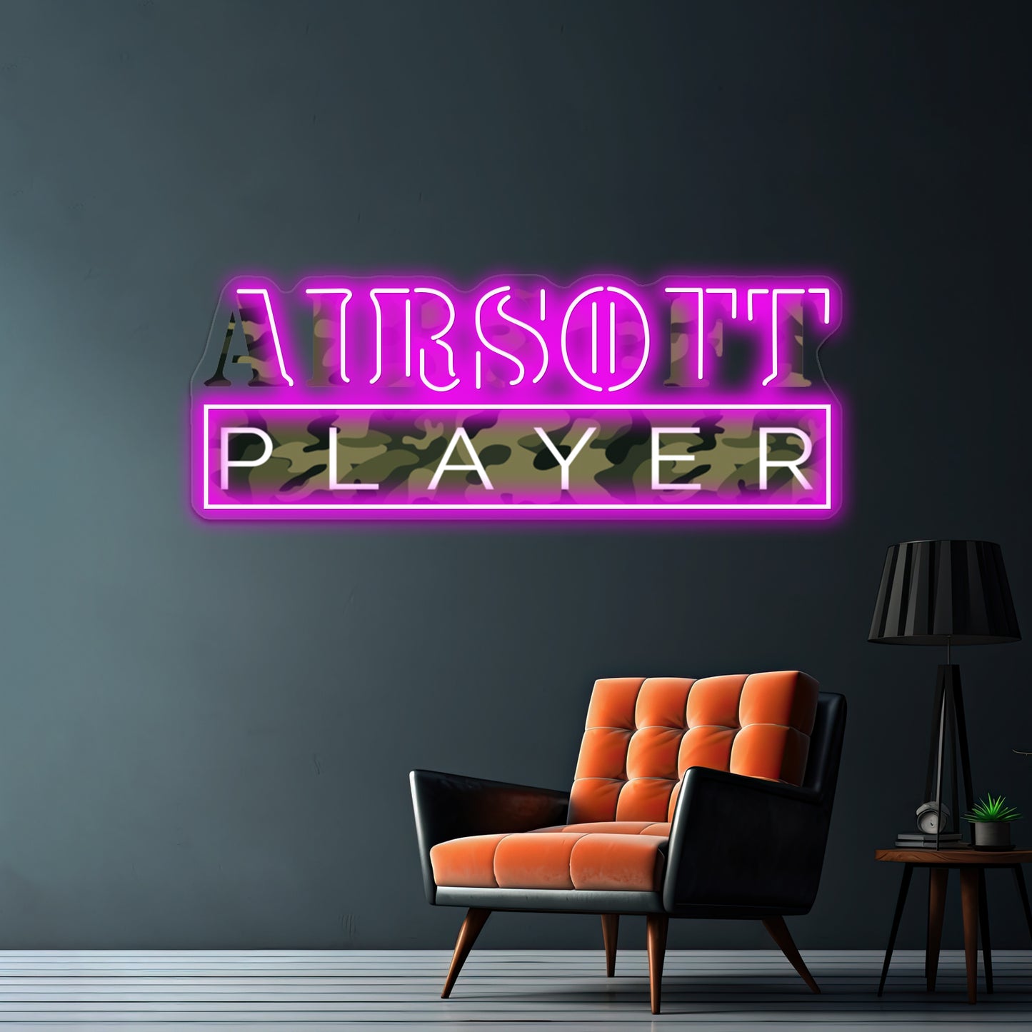 Airsoft Player Camo Art Design Wall Artwork Neon Signs