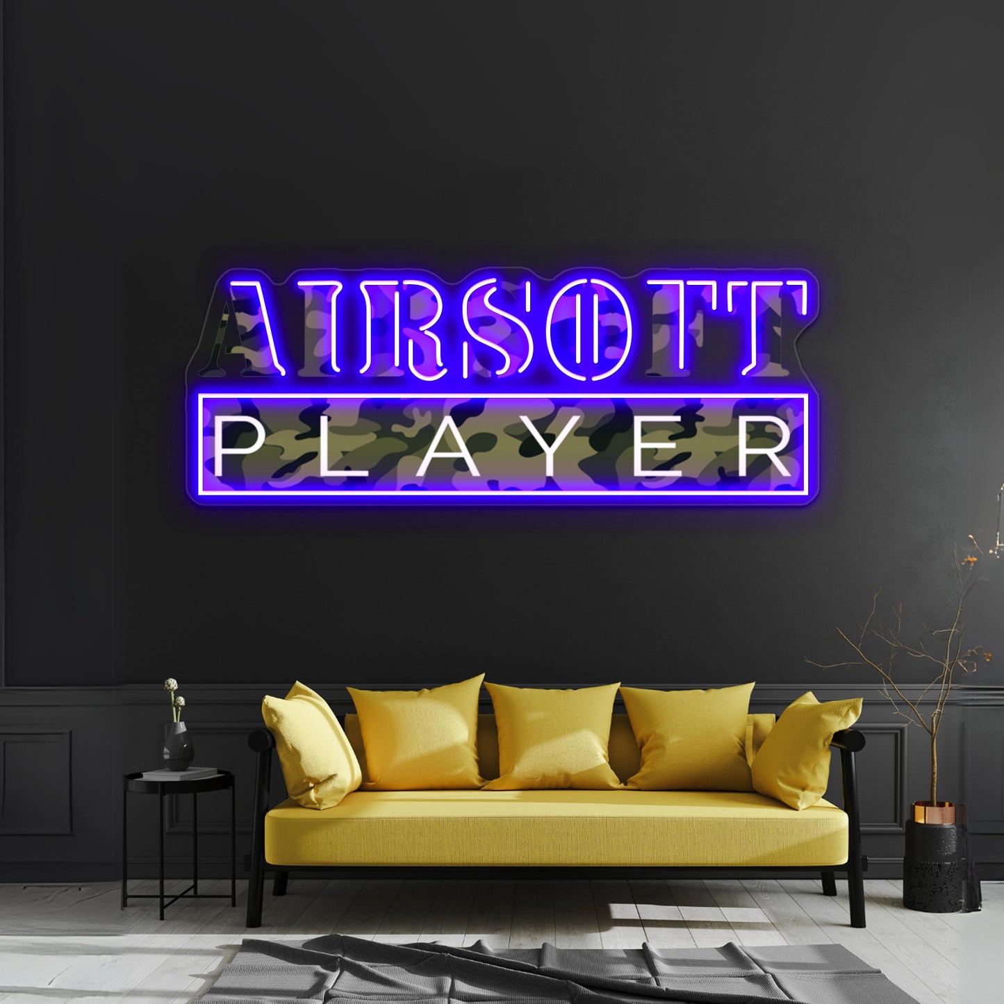 Airsoft Player Camo Art Design Wall Artwork Neon Signs