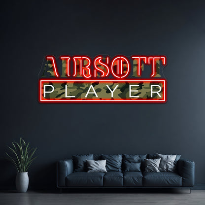 Airsoft Player Camo Art Design Wall Artwork Neon Signs