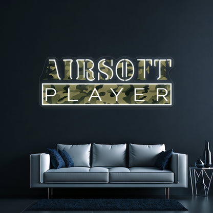 Airsoft Player Camo Art Design Wall Artwork Neon Signs