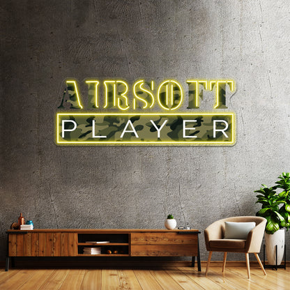 Airsoft Player Camo Art Design Wall Artwork Neon Signs