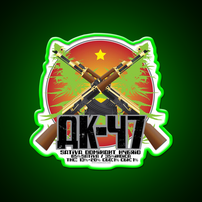 Ak 47 Strain Art Hemp Inspired Green Leaf Led Neon Sign Rgb Color - LED neon sign view 8