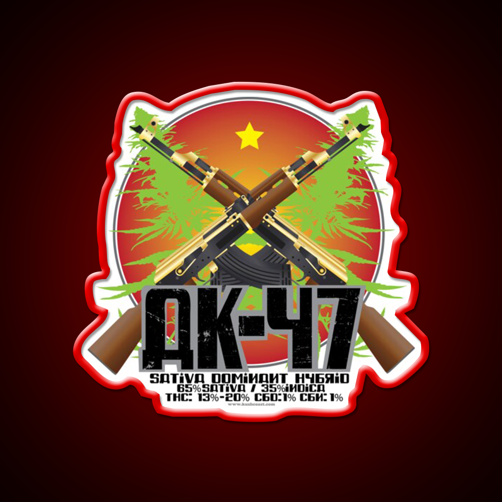 Ak 47 Strain Art Hemp Inspired Green Leaf Led Neon Sign Rgb Color