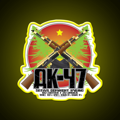 Ak 47 Strain Art Hemp Inspired Green Leaf Led Neon Sign Rgb Color - Shineneon