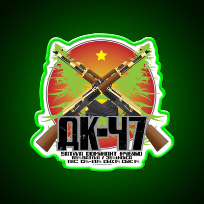 Ak 47 Strain Art Hemp Inspired Green Leaf Led Neon Sign Rgb Color - Shineneon